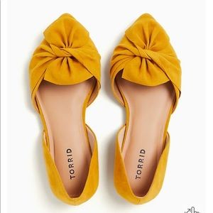 Torrid MUSTARD YELLOW FAUX SUEDE TWIST BOW D'ORSAY FLAT